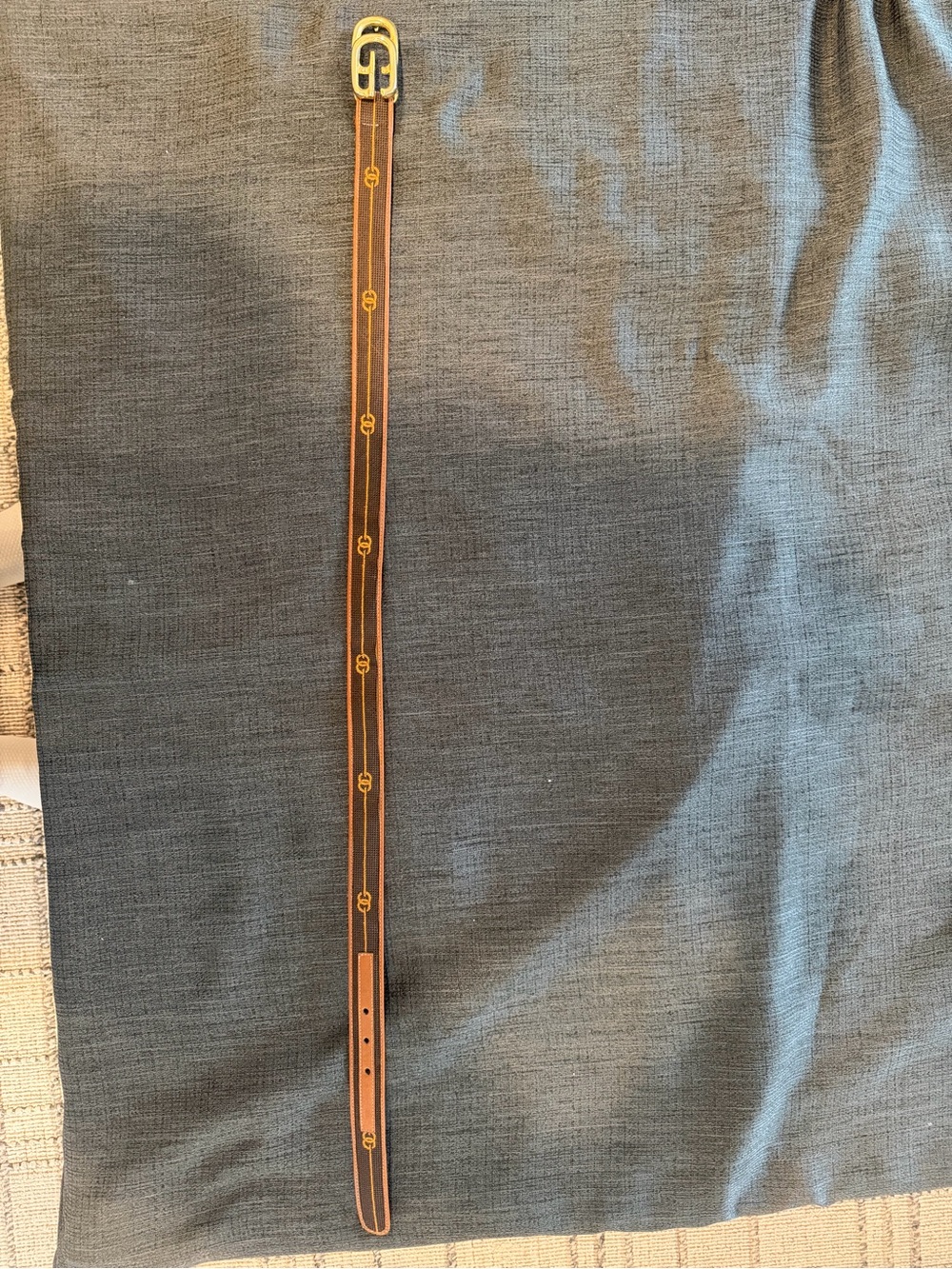 Gucci Brown Leather Slim Belt with Gold-Tone GG Buckle